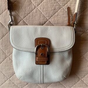 Coach Pebbled Leather Buckle Flap Crossbody